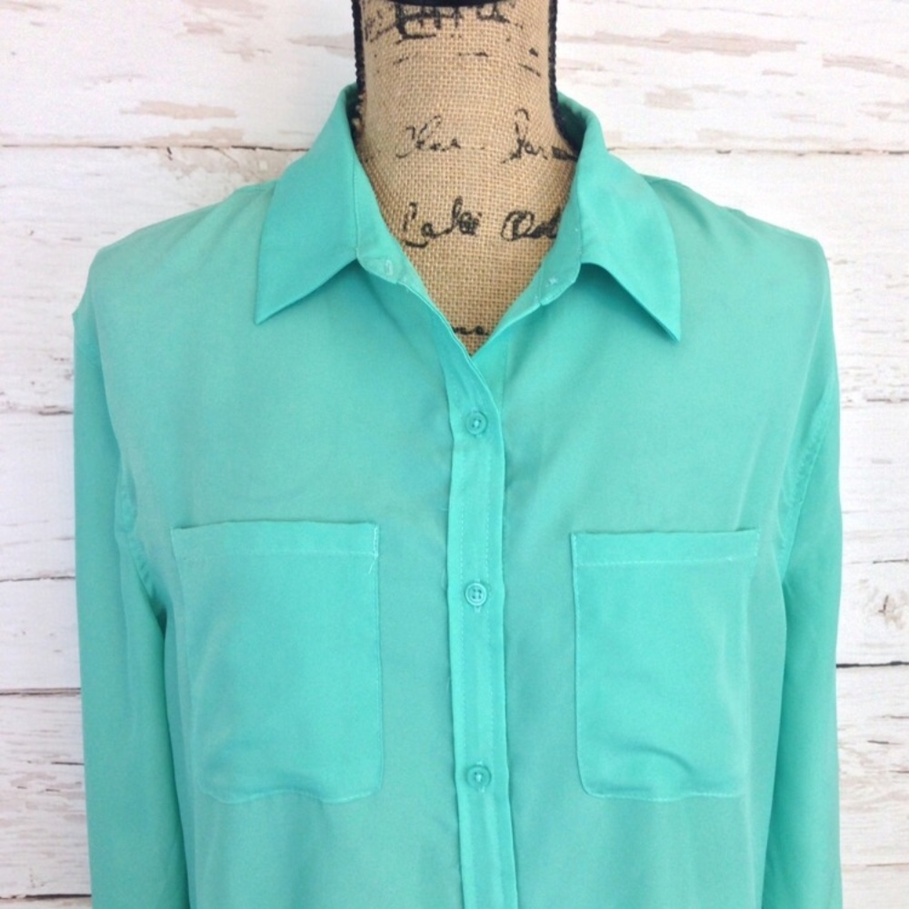 Teal button down - Picture 2 of 4